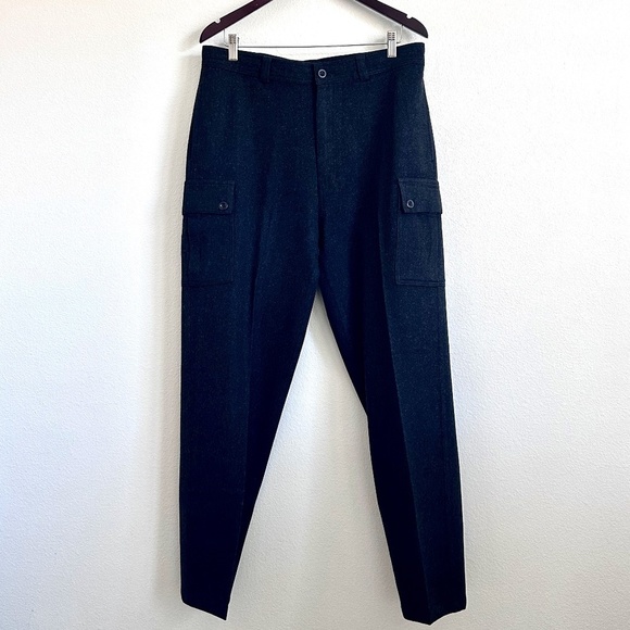 Polo Ralph Lauren 100% Wool Pants Cargo Pockets Charcoal Gray XL 35 x 30 - Picture 1 of 6